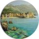 Bay Near Old Budva, Landscape Painting Disc Metal Artwork, 11"