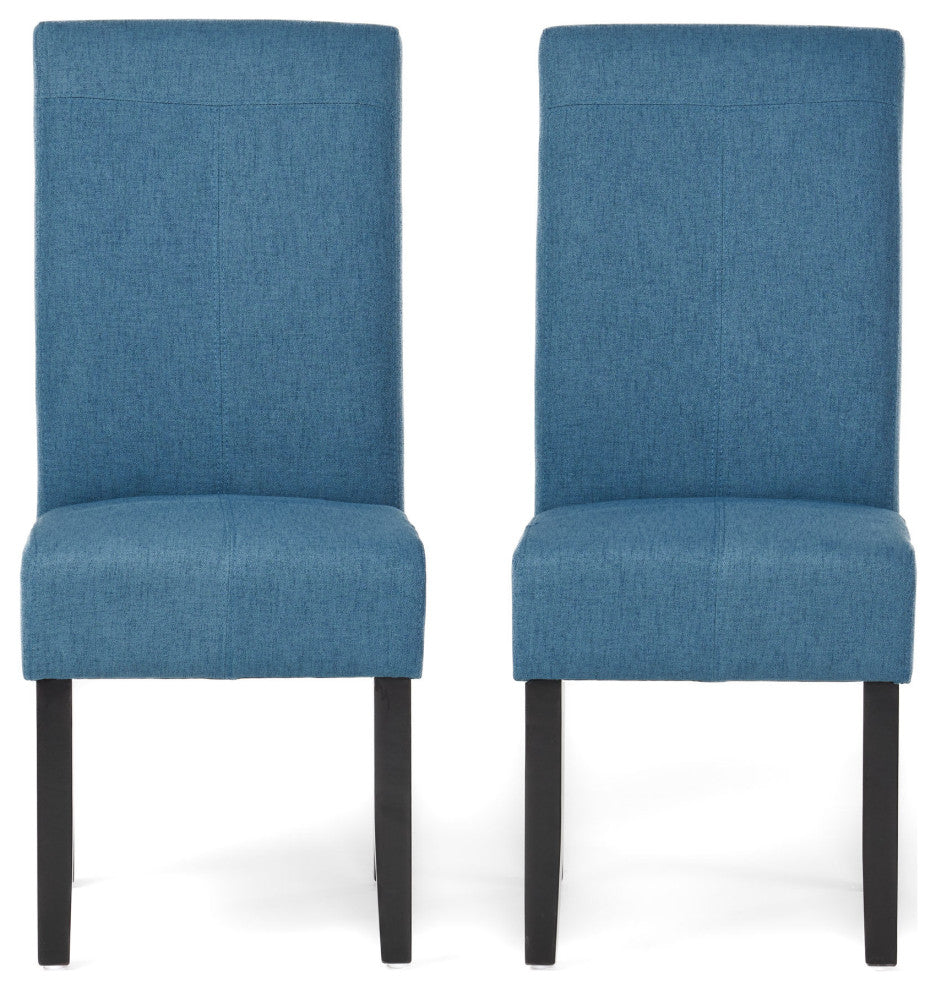 GDF Studio Percival T-stitch Fabric Dining Chairs, Set of 2, Blue