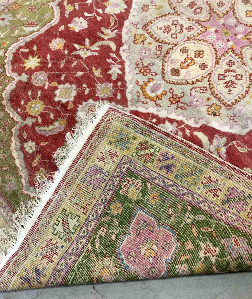 Handmade Antique Turkish Oushak Rug, 8.1'x10.2', 247cmx311cm 1910s
