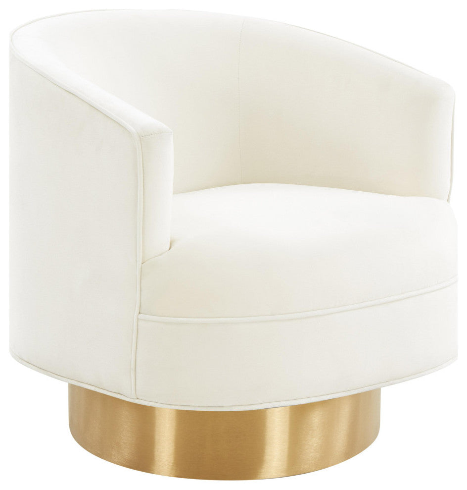 Stella Cream Velvet Swivel Chair - Cream