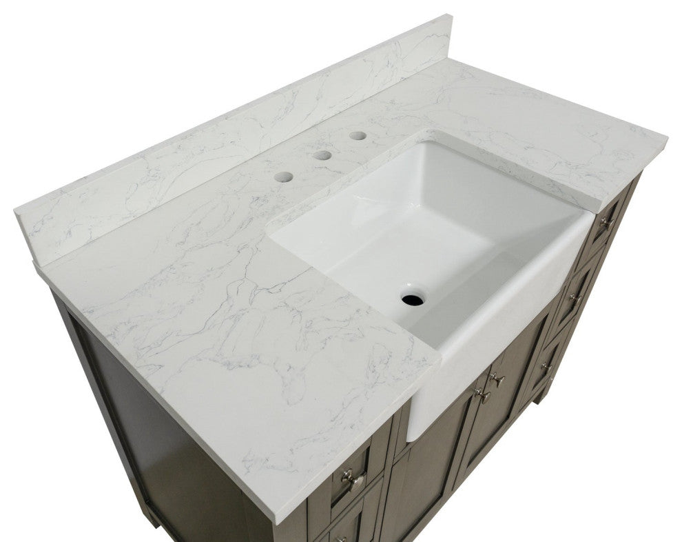 Yorkshire 42" Bathroom Vanity, Weathered Gray, Engineered Marble