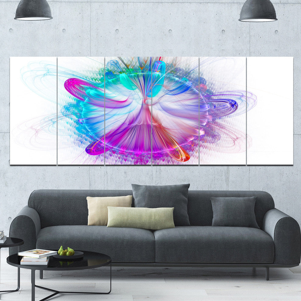 Vortices of Energy Fractal Pattern, Abstract Wall Art Canvas, 70"x28", 6 Panels