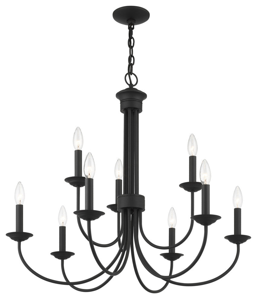 Livex Lighting Estate 9 Light Black 2-Tier Chandelier