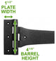 Door Gate Strap Hinge Black Wrought Iron Heart 18 inches