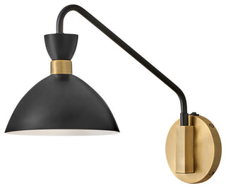 Lark 83250 Simon 1 Light 13" Tall Adjustable Hardwired or Plug-In - Black /