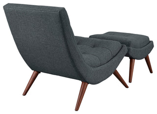 Modern Gray Ramp Upholstered Fabric Lounge Chair Set