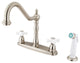 Satin Nickel 8" Center Kitchen Faucet with Non-Metallic Sprayer KB1758PX