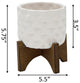 5" Ceramic Dimple Pattern On Wood Stand, White