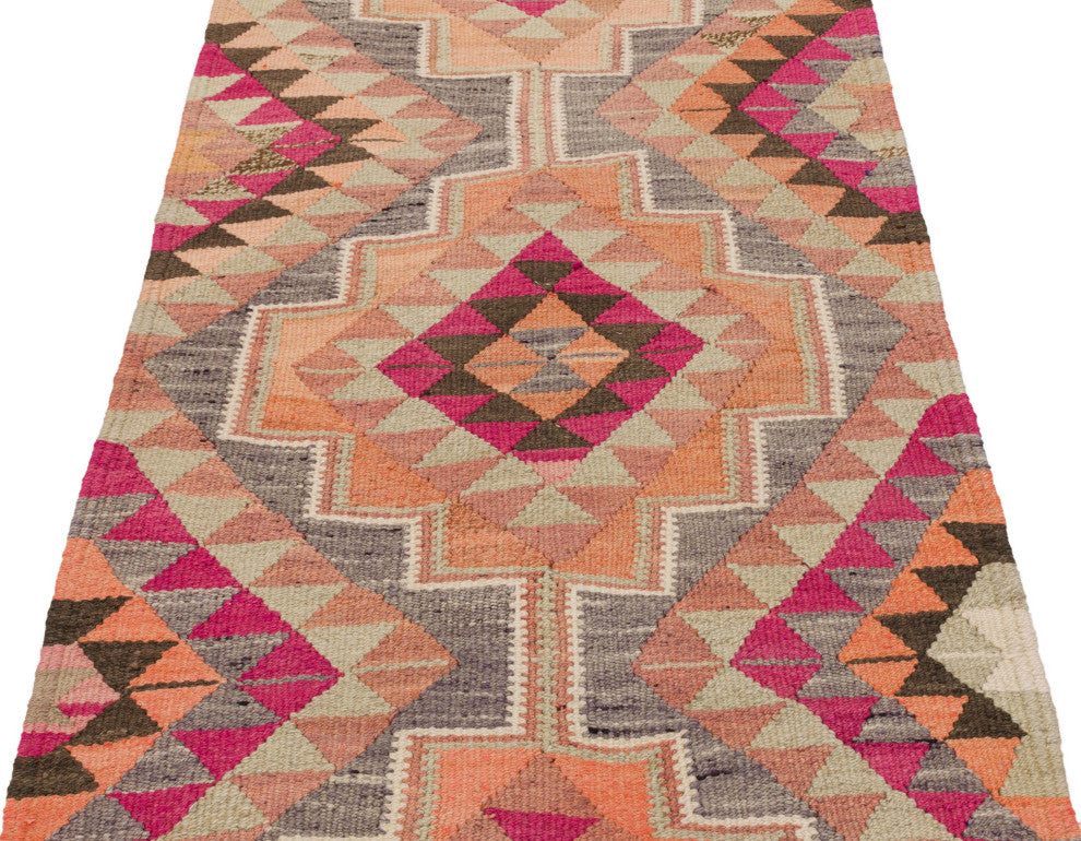 Vintage Turkish Kilim Runner 3' 1" x 11' 10", 37 in. x 142 in.