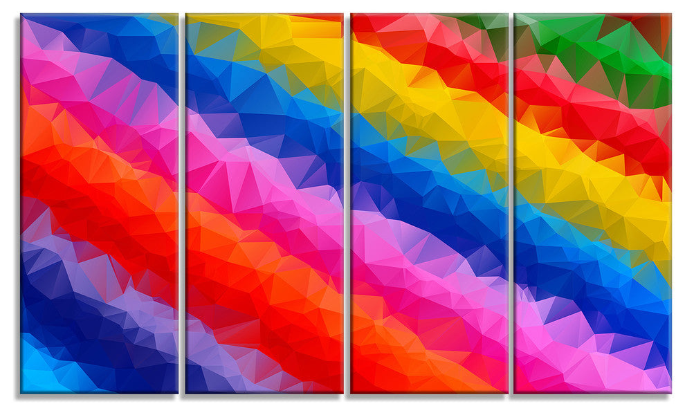 Multi Color Polygonal Pencils, Abstract Canvas Art Print, 48"x28", 4 Panels