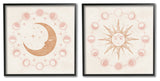 Celestial Sun Moon Phases Astrology Illustration, 2pc, each 24 x 24