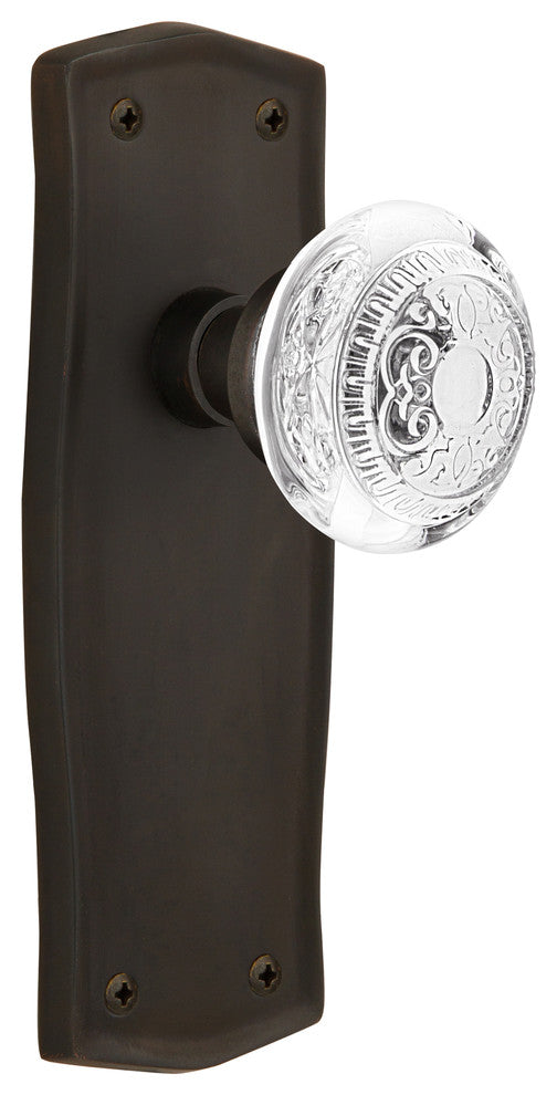Prairie Plate Single Dummy Crystal Egg and Dart Knob, Oil-Rubbed Bronze, PRACED