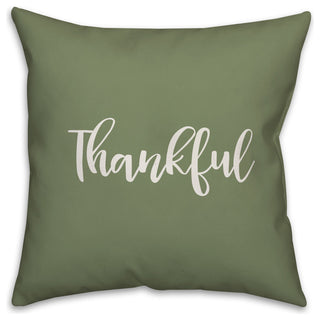 Thankful in Green 18x18 Throw Pillow