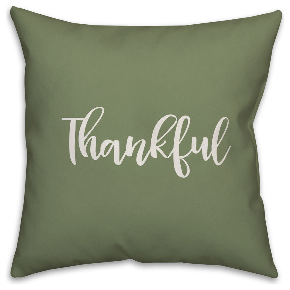 Thankful in Green 18x18 Throw Pillow