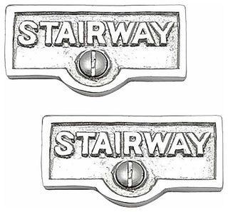 2 Switch Plate Tags STAIRWAY Name Signs Labels Chrome Brass |