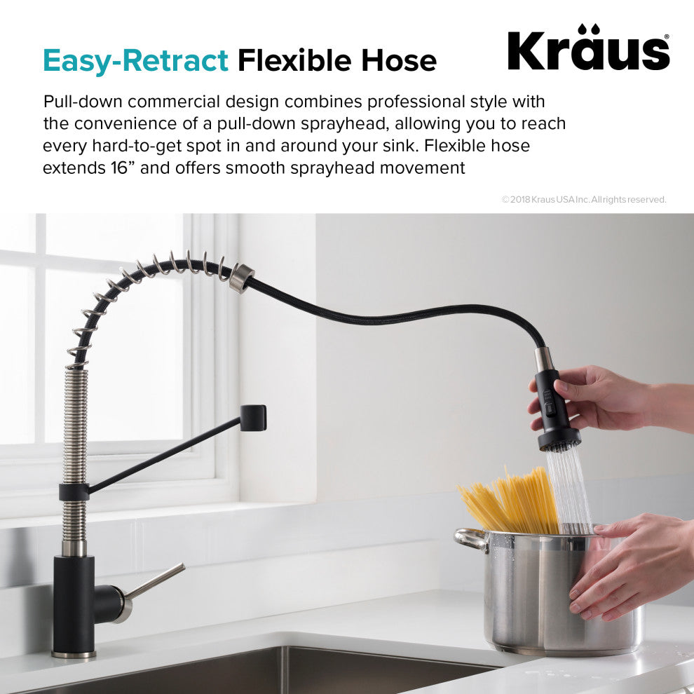 24" Undermount Stainless Steel Kitchen Sink, Pull-Down Faucet SSMB w Dispenser