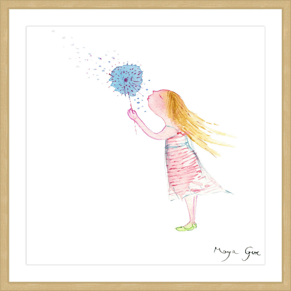 Marmont Hill, "Girl with Dandelion" by Maya Gur Framed Painting Print, 18x18