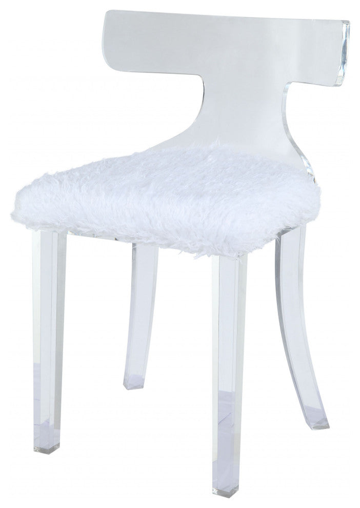 HomeRoots 20" X 18" X 31" White Fur And Clear Acrylic Accent Chair