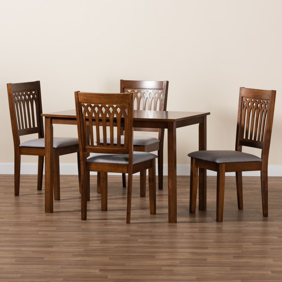 Marsala Modern Collection, Gray/Walnut Brown, 5-Piece Dining Set
