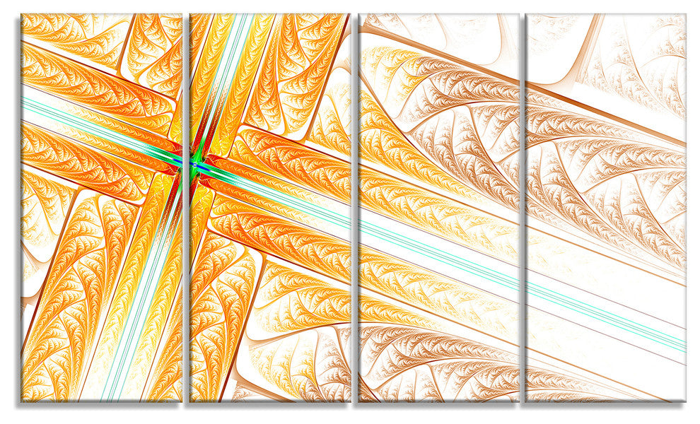 Brown Fractal Cross Design, Abstract Art on Canvas, 48"x28", 4 Panels