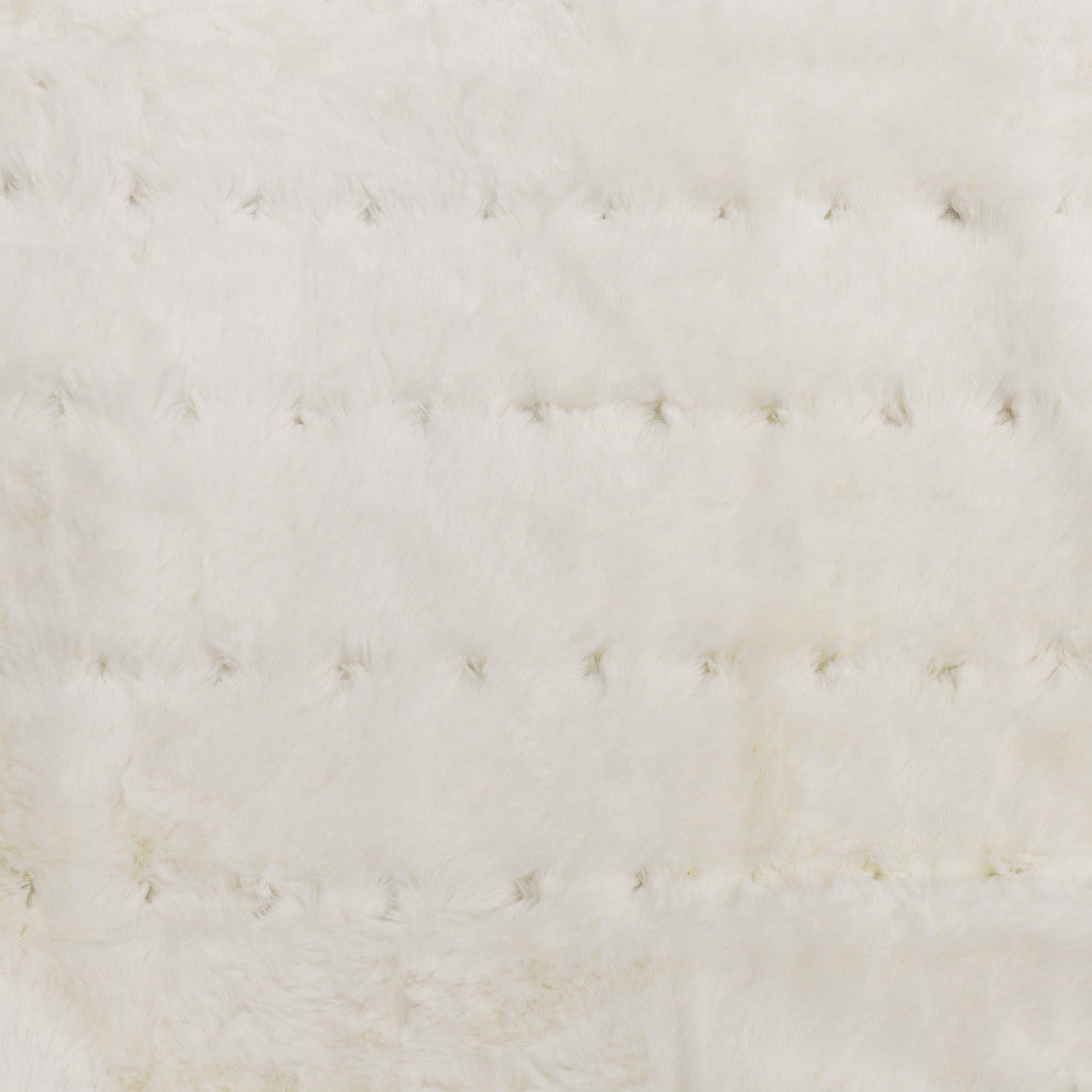 Stitching Jacquard Faux Fur Throw, Antique White, 50"x70"