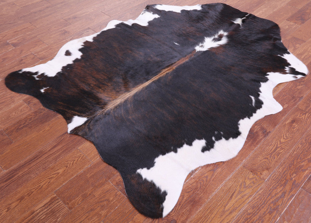 5' 9" X 5' 5" Tricolor Natural Cowhide Rug C1787