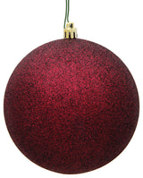Vickerman N591065Dg 4" Burgundy Glitter Ball Ornament, 6 Per Bag