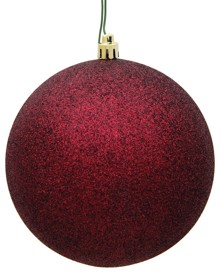 Vickerman N591065Dg 4" Burgundy Glitter Ball Ornament, 6 Per Bag