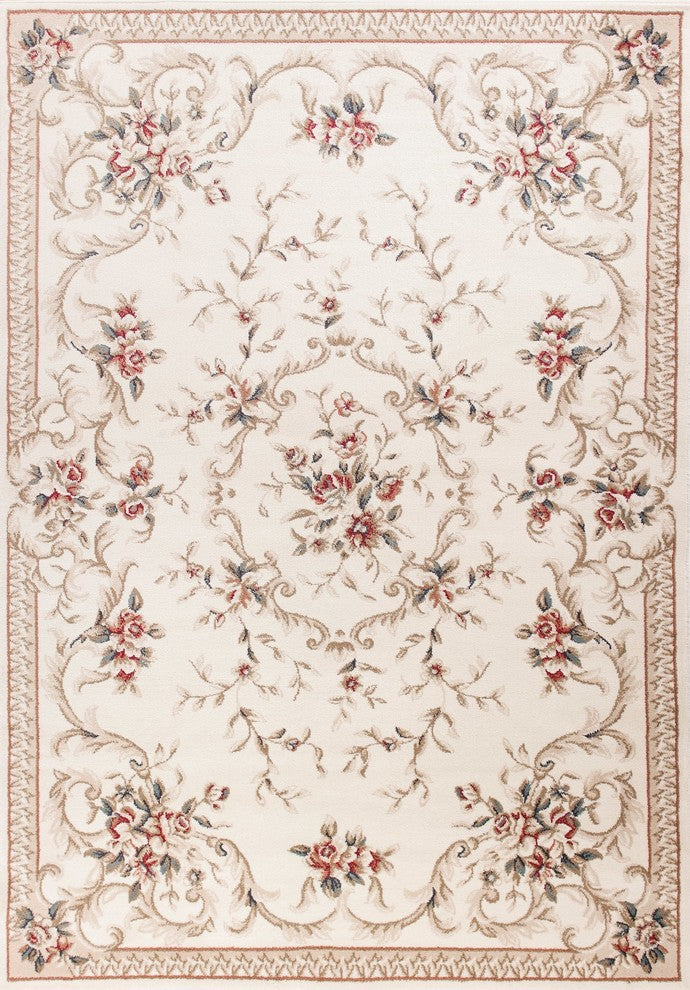 Avalon 5606 Ivory Aubusson Rug, 9'x12'