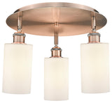 Clymer-3 Light 16" Flush Mount-Antique Copper, Matte White Glass Shade