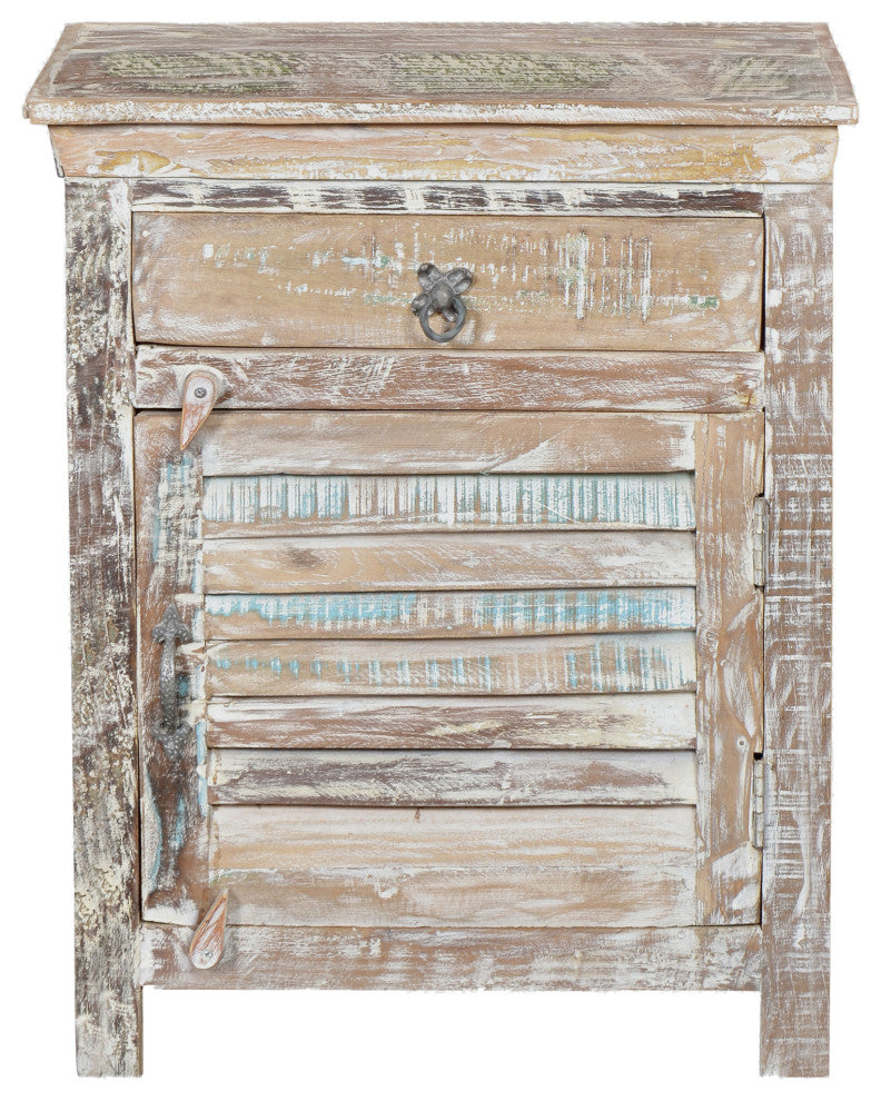 Cassidy 1-Drawer 1-Door Shutter Nightstand, White, Right