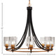 Paramount 8-Light Chandelier, Matte Black & Brass, 4" Smoke Bubble Glass
