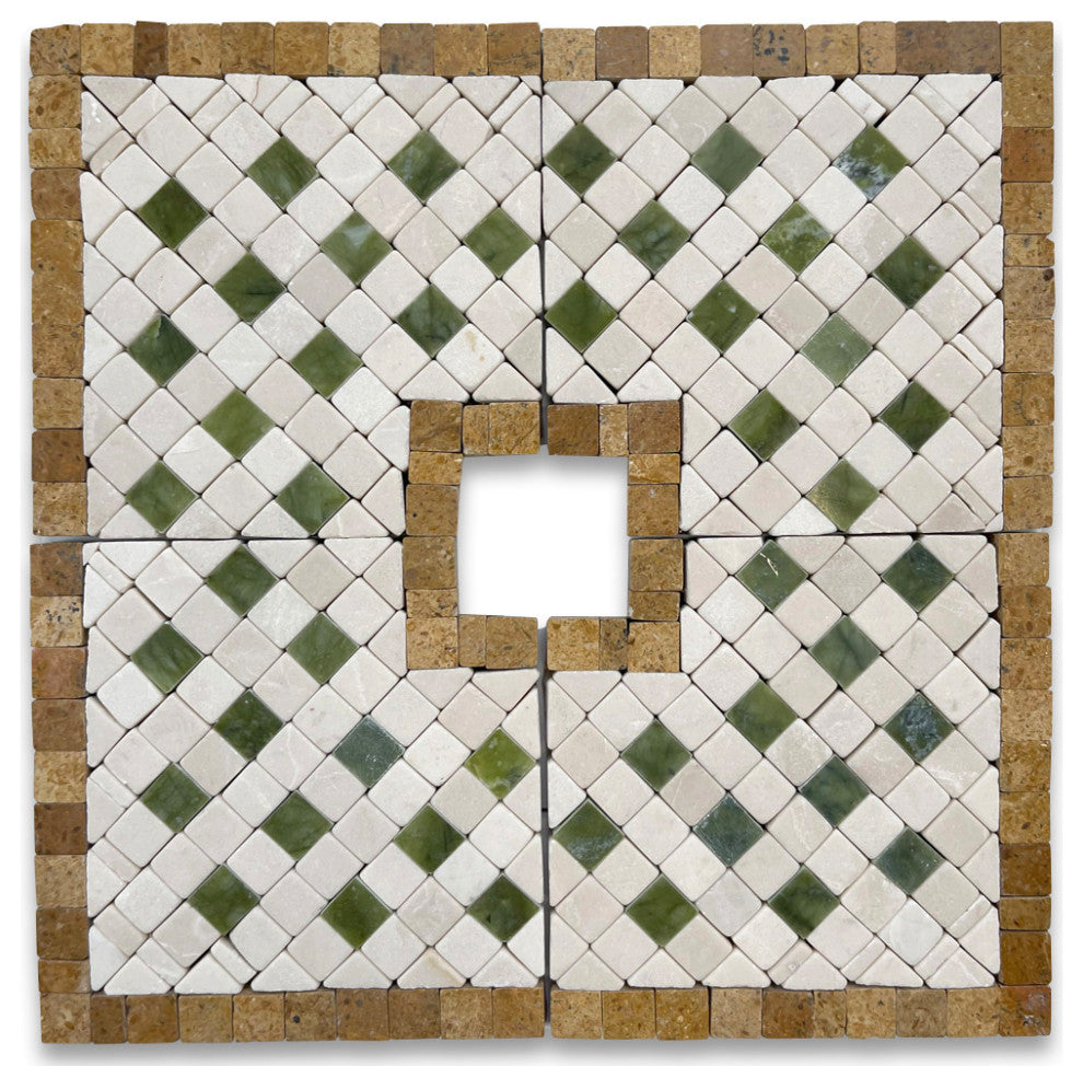 Marble Mosaic Border Decorative Tile Inca Antique 3.25x3.25 Tumbled, 1 piece