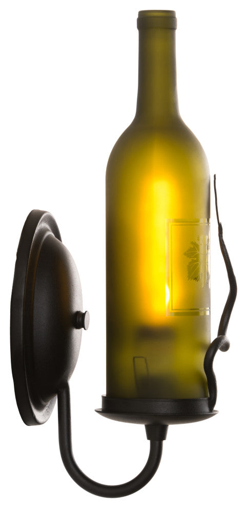 4W Tuscan Vineyard Etched Grapes Wine Bottle Wall Sconce