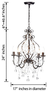 Athena 5-Light Iron and Crystal Candle Chandelier