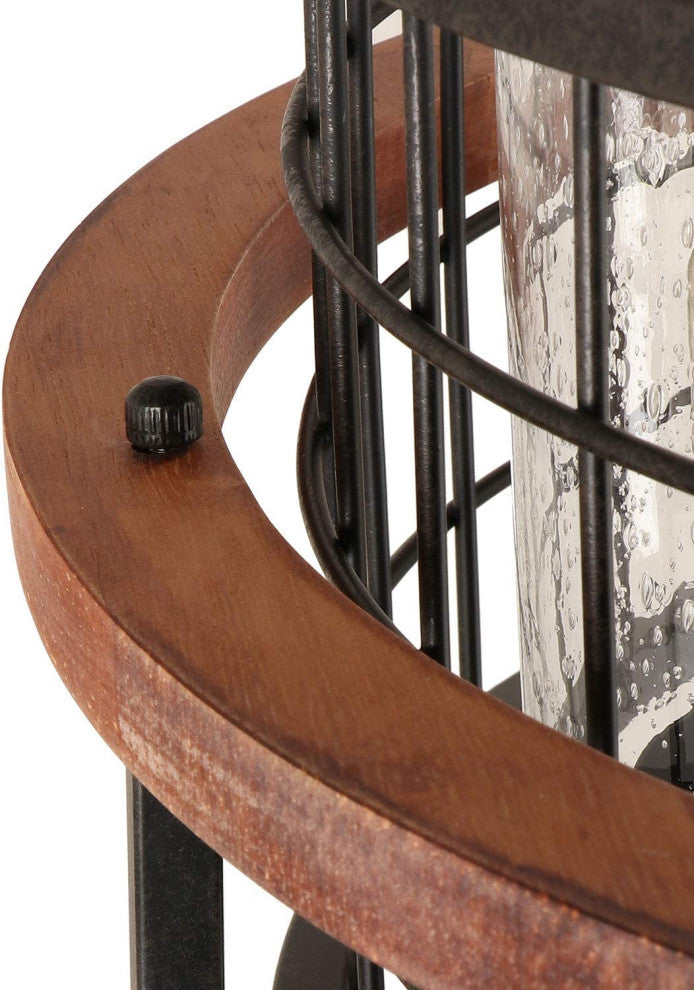 4 Light Industrial Chandelier Rust Drum Black Hanging Pendant
