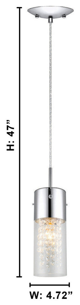 Eglo 1x60w Mini Pendant W/ Chrome Finish & Clear Glass W/ Crystal Strands - 9069