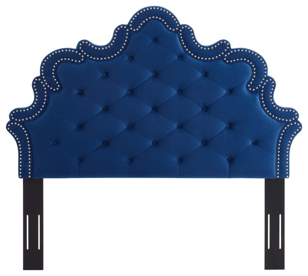 Arabella Button-Tufted Performance Velvet King/California King Headboard, Navy