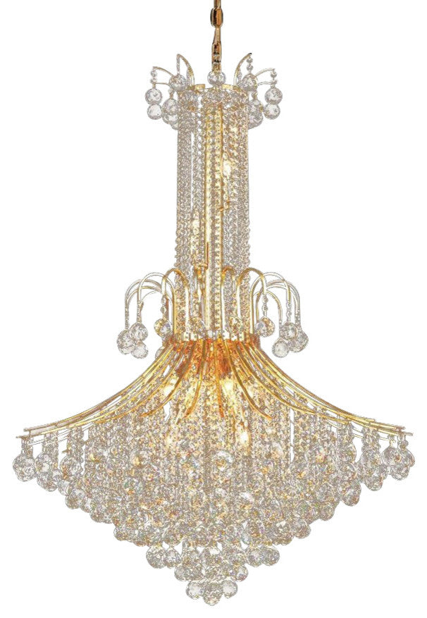 Elegant Toureg Foyer Hall Light, Gold Finish With Royal Cut Crystal