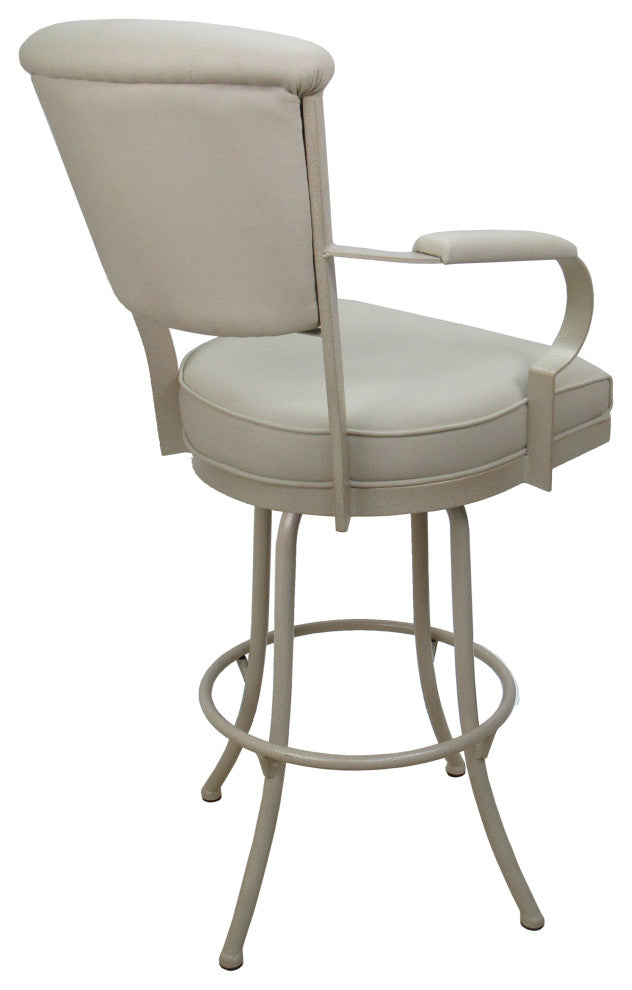 Miami Extra Tall 34" Swivel Metal Bar Stool - Noam Base, Ocean Beige Vinyl, Beige, 34"