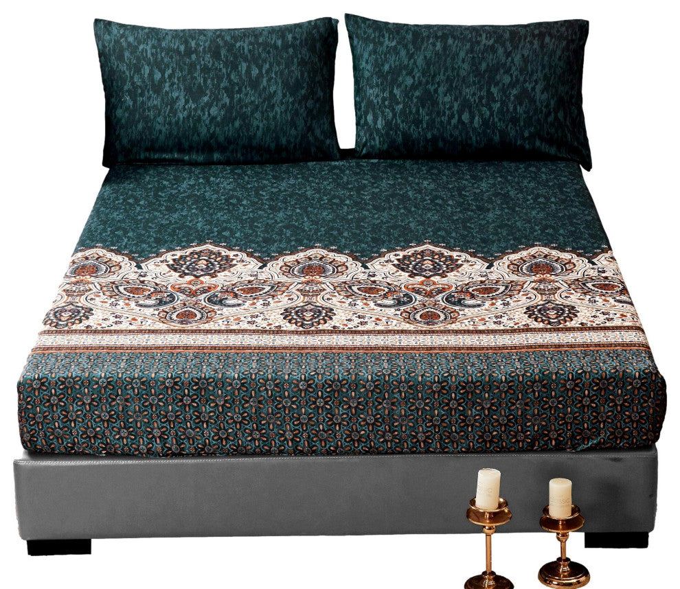 Tache Paisley Damask Lattice Floral Fitted Sheet, Twin