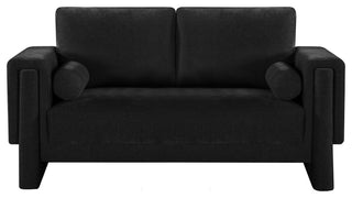 Madeline Chenille Fabric Upholstered Chair, Black, Loveseat