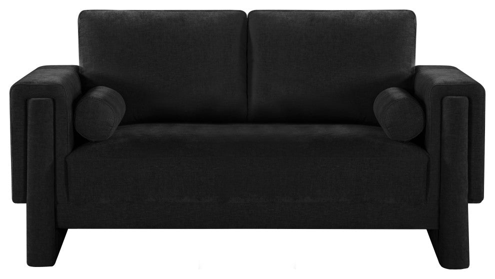 Madeline Chenille Fabric Upholstered Chair, Black, Loveseat