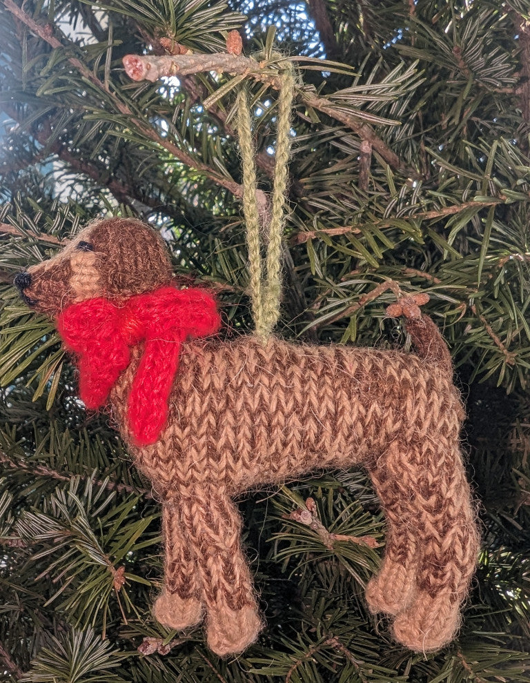 Hand-Knit German Short Haired Pointer Christmas Ornament