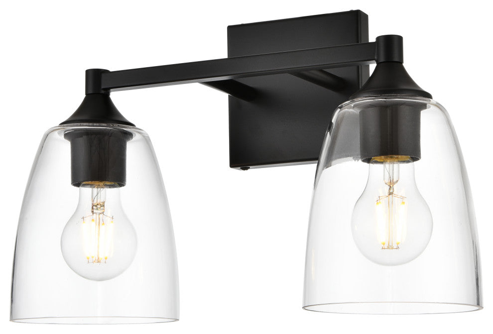 2 Light Black And Clear Bath Sconce