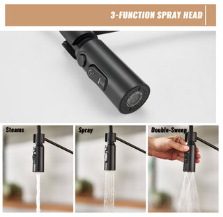 Kitchen Sink Faucet 1.8 GPM with Pull Down and 3 Models Sprayer Single Handle, Matte Black