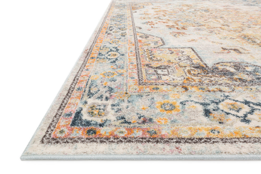 Blue, Orange Clara Area Rug by Loloi, Mist/Multi, 2'5"x7'7"
