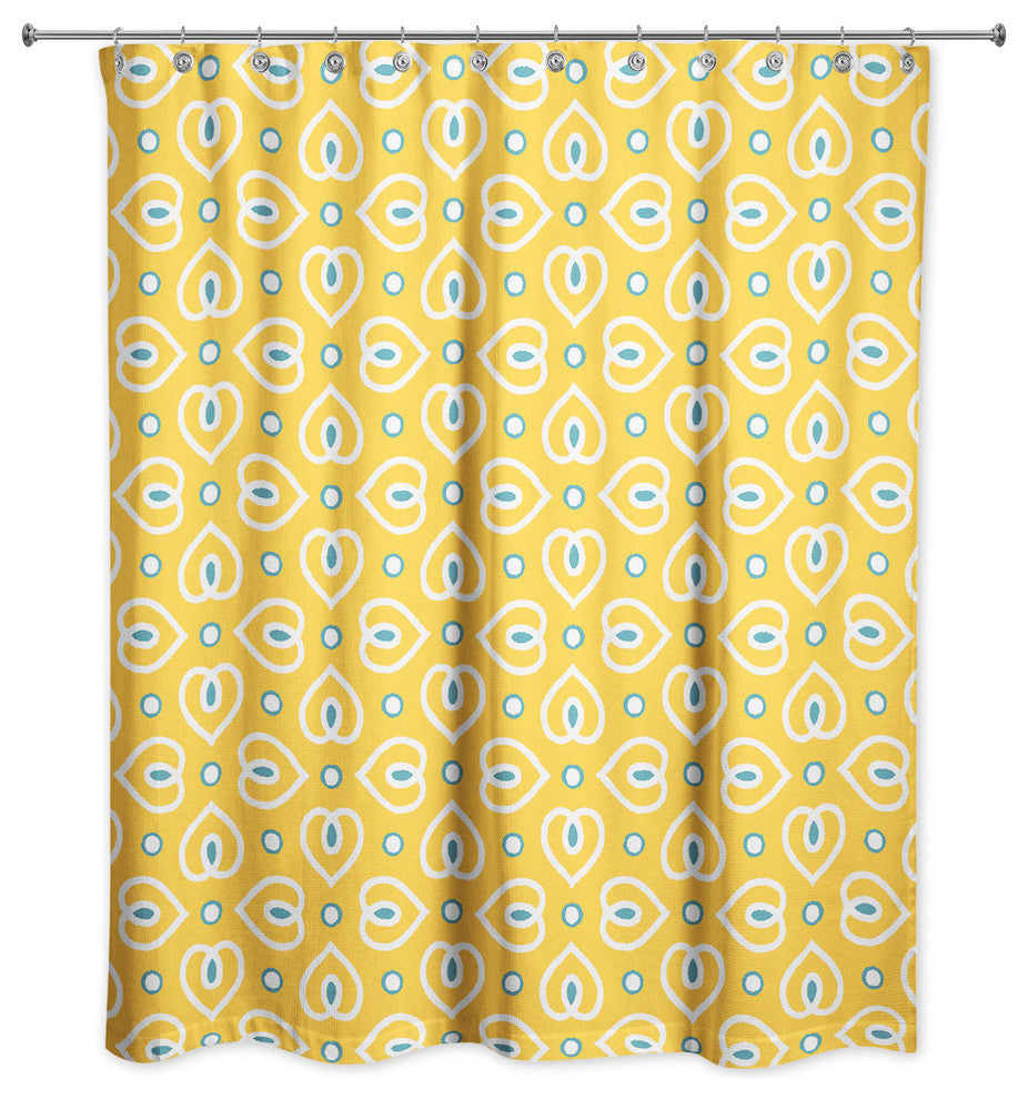 Heart Pattern in Yellow Shower Curtain