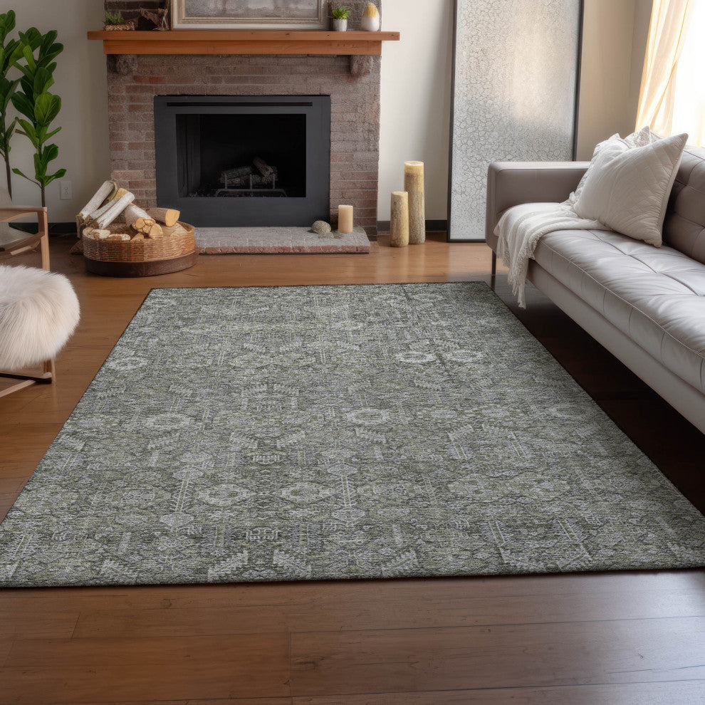 Premium Machine Washable Mayfield AMF574 Gray 5' x 7'6" Rug