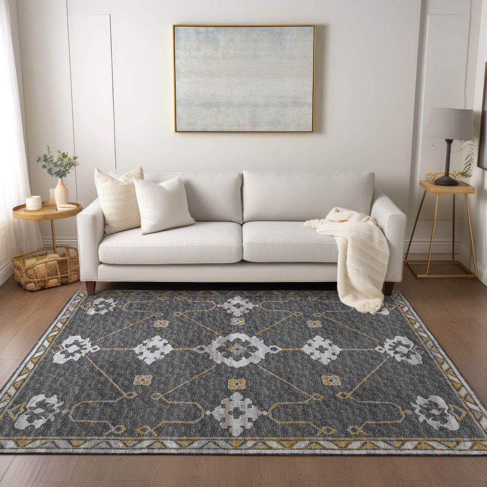 Indoor/Outdoor Sedona SN16 Charcoal Machine Washable 8' x 10' Rug